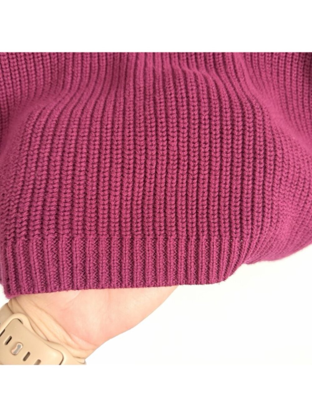 La Ligne Ribbed V-Neck Balloon Sleeve Knit Sweater Plum Burgundy Women’s Large - Picture 5 of 11
